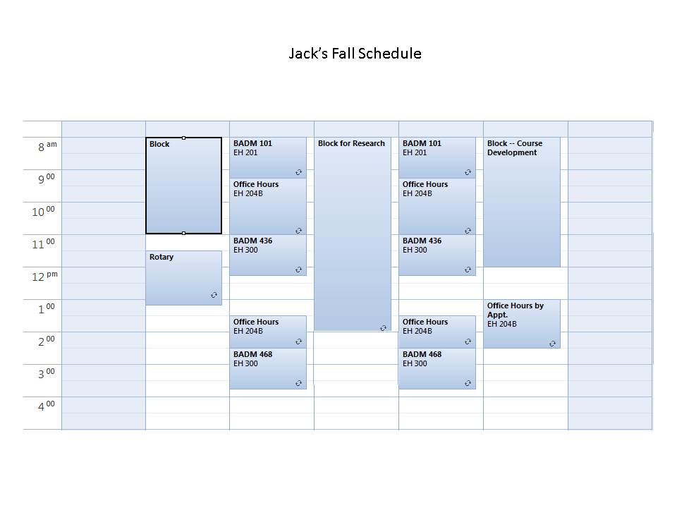 Jack's schedule Fall 2013